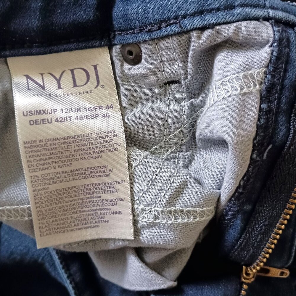 NYDJ Alina High Rise Slim Leg Jegging Jeans Sz 12 Blue Sparkle Stretch Denim - Picture 5 of 9
